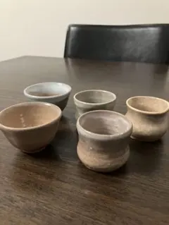 茶道具　萩焼　玉村松月作　数茶碗　十客　共箱　M　R7529B 茶道具 萩焼 玉村松月作 数茶碗 十客 共箱 M R7529B