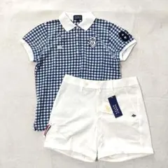 【未使用あり】パーリーゲイツ　ポロシャツとショートパンツのセット　ブルー×白　M