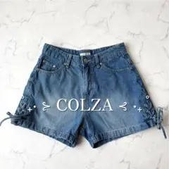 【 COLZA ハニーズ 】 レースアップデザイン デニム ショートパンツ M