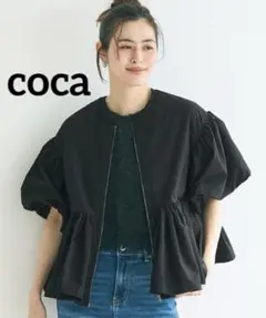 k0557 coca パリフワバルーン袖ギャザージャケット ブラックのサムネイル