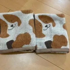 犬の顔デザインタオル2枚セット