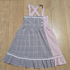 【110】バイカラー チェック ワンピース アクシーズファム ワンピース ピンク