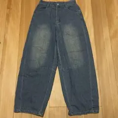 ダークブルーワイドレッグデニムパンツ