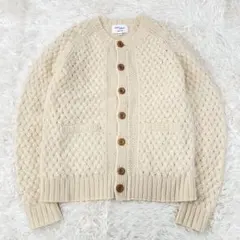 アダムエロペ　ケーブルニットカーディガン　長袖　アイボリー　ウール100%