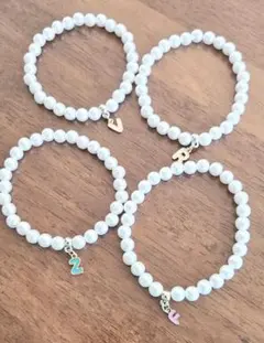 LABUBU 20cm用パールホワイト チャームネックレス4点セット