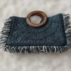 ZARA タグ付き新品　編み込みブルーかごバッグのサムネイル