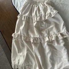新品未使用※e m s フリルロングスカート クリーム色 F