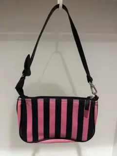 訳あり MARCJACOBS ミニ バッグ 黒 ピンク ストライプ