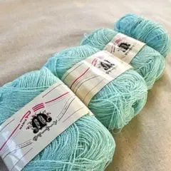 かぎ編み⭐︎サマーヤーン　水色アクリル75% レーヨン25% 毛糸 4巻セット