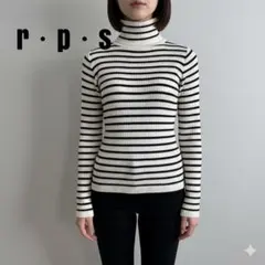 r・p・s 白黒ボーダー　タートルネック ニット　ラメ　M