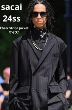 24ss sacai Chalk Stripe Jacket サイズ1のサムネイル