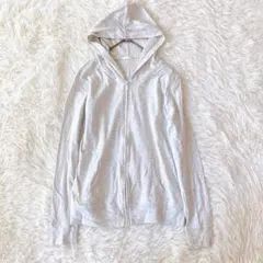 ジーユー パーカー 薄手 ジップアップ（L）グレー 長袖 ストレッチ 綿混