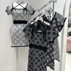 bubbles チェックジャガードワンピース グレー Sサイズ