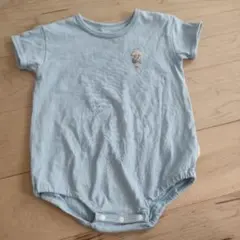 80cm水色 犬イラスト付きロンパース