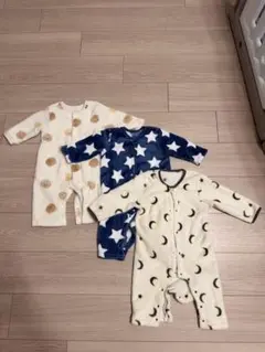 くま 星 月柄♡ ベビー ロンパース 3点セット 70〜80 春 秋冬
