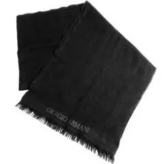 新品未使用】GIORGIOARMANI アルマーニウールマフラー黒メンズJAL