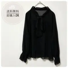 ★訳あり★INGNI【イング】シアーボウタイブラウス　ブラック　オフィス