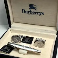 タグ付き✨️BURBERRY カフスボタン ネクタイピン セット 箱付き シルバー