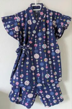 甚平 ネイビー 花火模様 120cm