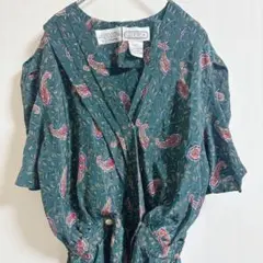 海外古着¨̮ LIZ PETITE 【12号】 ペイズリー柄 半袖ワンピース