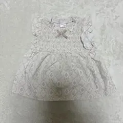 テータテート　80cm ノースリーブブラウス　トップス　小花柄　リボン　フリル