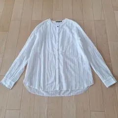pas de calais/パドカレ　コットンストライプ長袖シャツ　日本製３６のサムネイル
