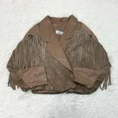 フリンジ レザージャケット 切り替え スエード 本革 グランジ Y2K ロック