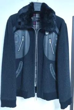 激レア　状態良好　バーバリーブラックレーベル　革・ウールコンビブルゾン