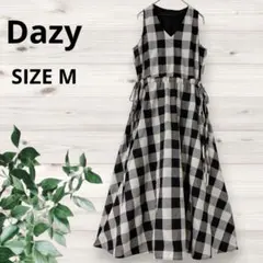 Dazy ブロックチェック　ノースリーブロングワンピース M
