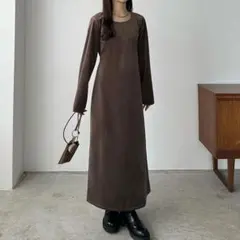 callautia　バックリボンIラインベロアワンピース　L