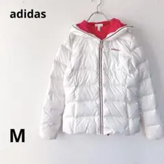 アディダスネオレーベル　ダウンジャケット　フルジップ　アウター　白×ピンク　M