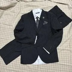 ✨️5点セット✨️キッズフォーマルスーツ 160cm ブラック ストライプ　バッヂ付