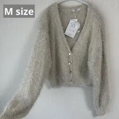 ⭐️新品⭐️ カーディガン　ニット　フェザー　ラメ　M ハート　ボタン