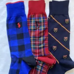 ポロラルフローレンの メンズ用 コットンソックス 3足セット26〜28cm、新品