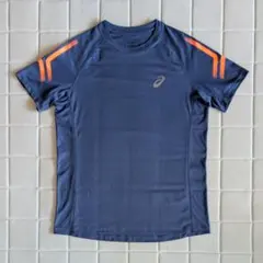 asics 半袖Tシャツ ネイビー オレンジ