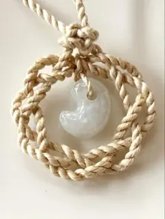 【古代勾玉】本翡翠　精麻相生結びネックレス☆タッセルチャーム別売