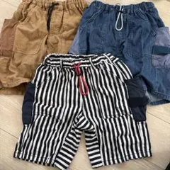 ブリーズ　キッズ 半ズボン 短パン　ストライプ デニム 140