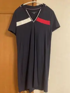 TOMMY HILFIGER 半袖ポロワンピース L ネイビー