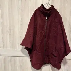 Ulla Popken バーガンディ ポンチョ アウター コート 海外古着