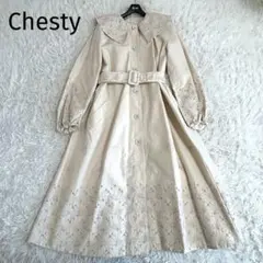 未使用級✨チェスティ23年モデル ビッグカラー 刺繍 ロングトレンチコート