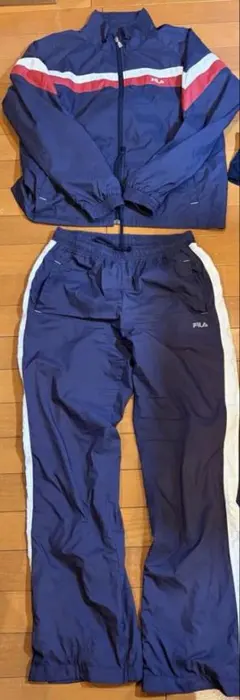 FILA ネイビー ナイロンジャージセット（Mサイズ）　おまけハーツパンツS