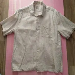 無印良品　ベージュ 半袖シャツ Lサイズ 100%リネン
