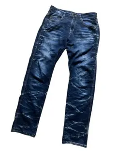semantic design 鬼ヒゲ ダメージ加工 デニム M ストレッチ