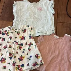 花柄・フリル付きトップス3点セット