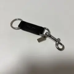 ブラックレザー フック付きキーホルダー