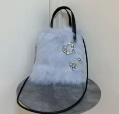 美品　UNITED ARROWS ビジューブローチ フェイクファー トートバッグ