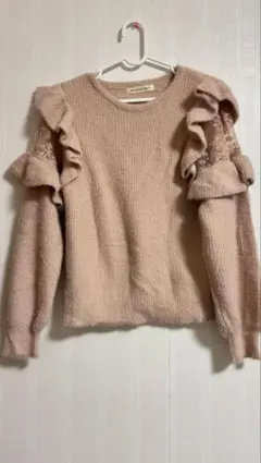 MAJESTIC LEGON フリルシースルーニット ピンク