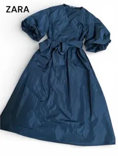 ZARA ブラック　ワンピース　バルーン袖