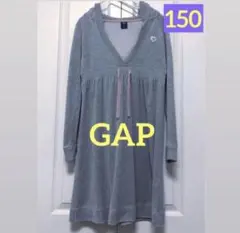 GAP ワンピース　フード付き　グレー　Aライン　150cm 女の子　ビロード