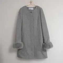 NATURAL BEAUTY BASIC グレーノーカラー ロングコート